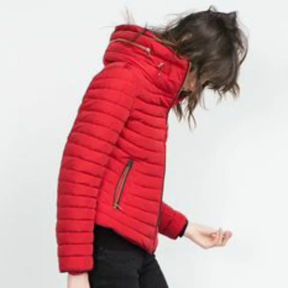 Zara Red Puffer Jacket - Picture 1 of 16